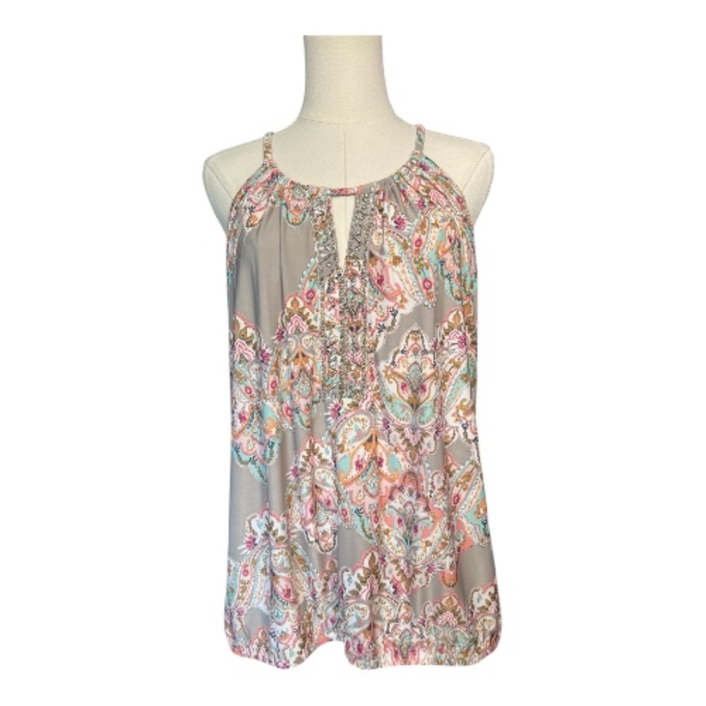 INC International Concepts Grey Paisley Halter Camisole